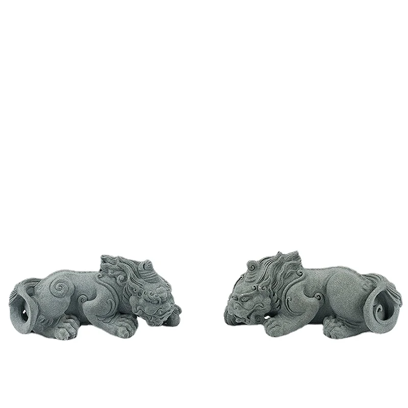 

Lucky Fortune Tea Ornaments Handmade Carving Luoyuan Bluestone Tea Set Town House Chinese Original Small Ornaments