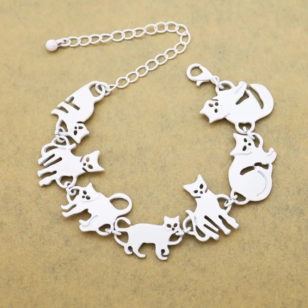 Браслет-цепочка женский с подвеской в виде кошки котенка | Украшения и аксессуары