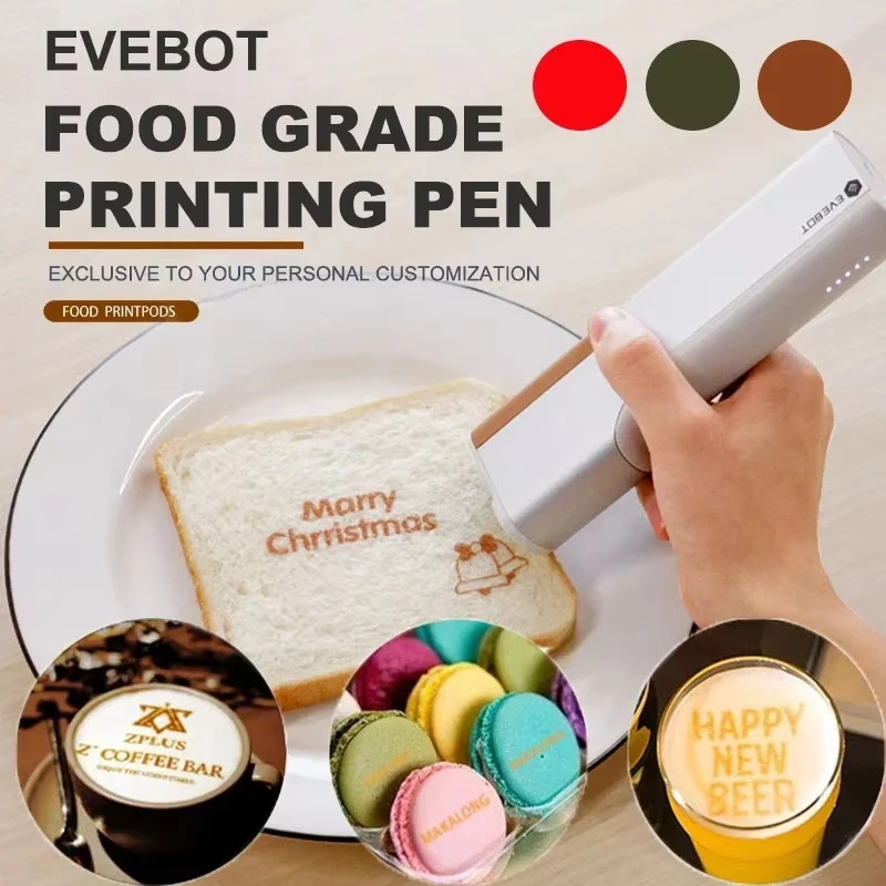 Фото PrintPen Impresoras Laminas Comestibles Кофейный торт и выпечка Макарон Съедобный портативный пищевой принтер Ручка Печатная машина для еды №2