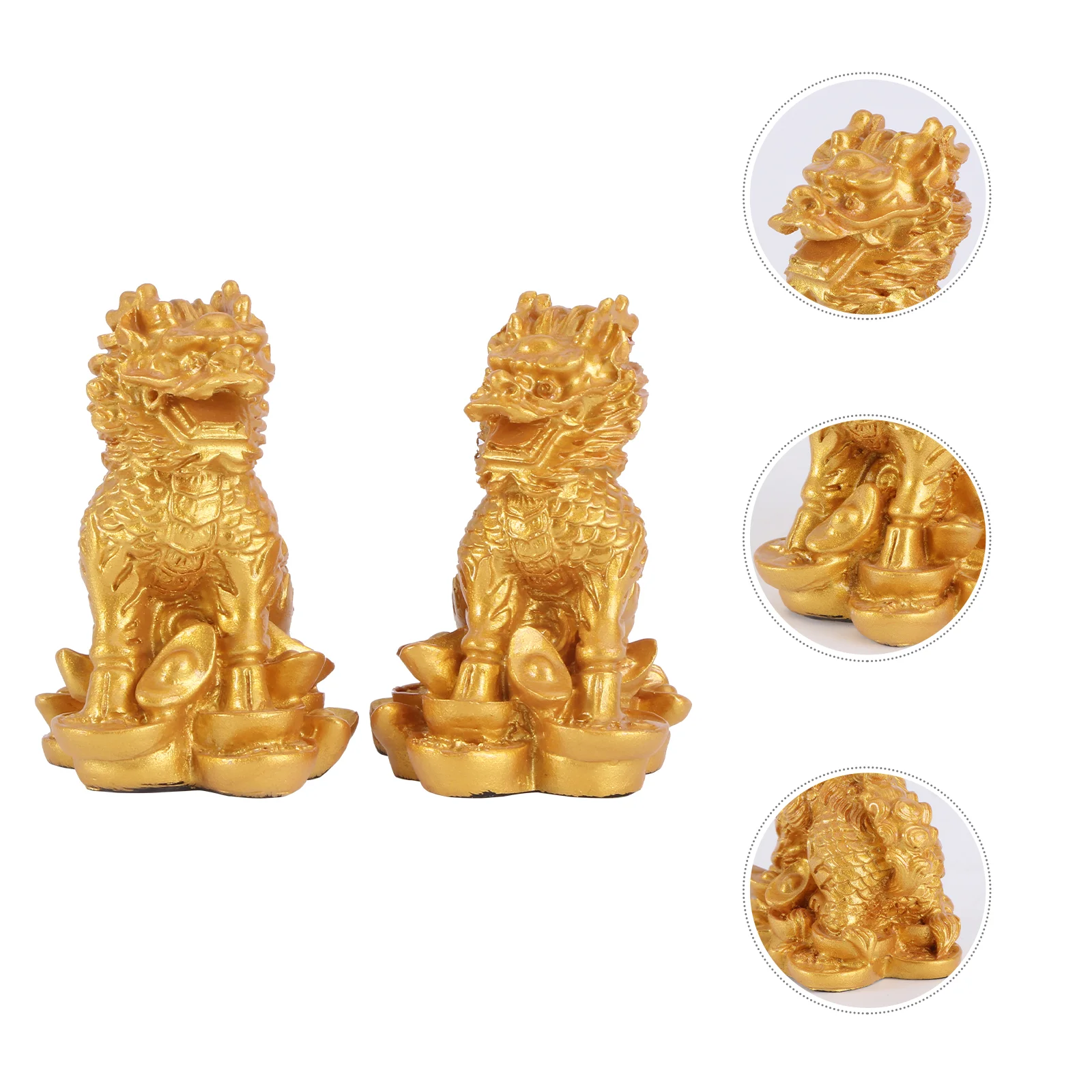 

Statue Chinese Figurine Sculpture Kylin Kirin Wealth Prosperity Charm Dragon Xie Bi Yao Pi Tabletop Ornaments Decor Good Gifts