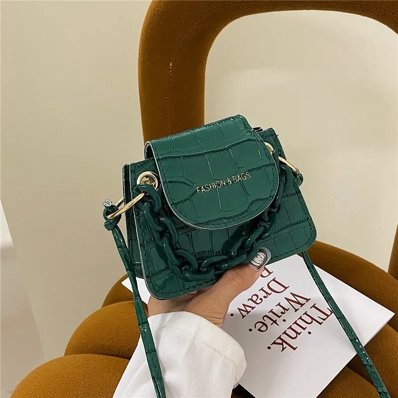 

Women Shoulder Handbags Stone Pattern Pu Leather Trend Designer Chain Hasp Bags Coin Purse Mini Single Square Bag Сумка Женская