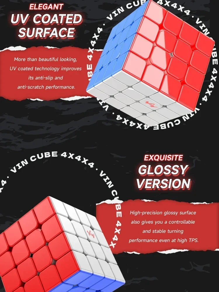 CubeZone Vin Cube 4-е Издание 4x4x4 Магнитный Скоростной Куб С УФ-дрелью Сердечник Для Лица