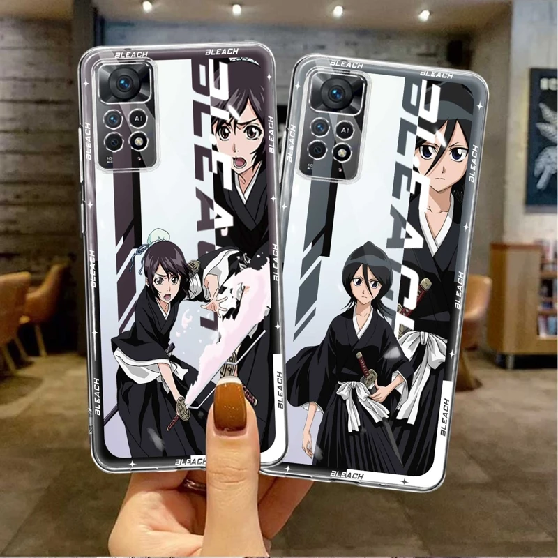 

For Xiaomi Redmi 9A 12C 9 10C 9C 9T K40 Pro Redmi9 Funda Case Bleach Anime Black Design Clear