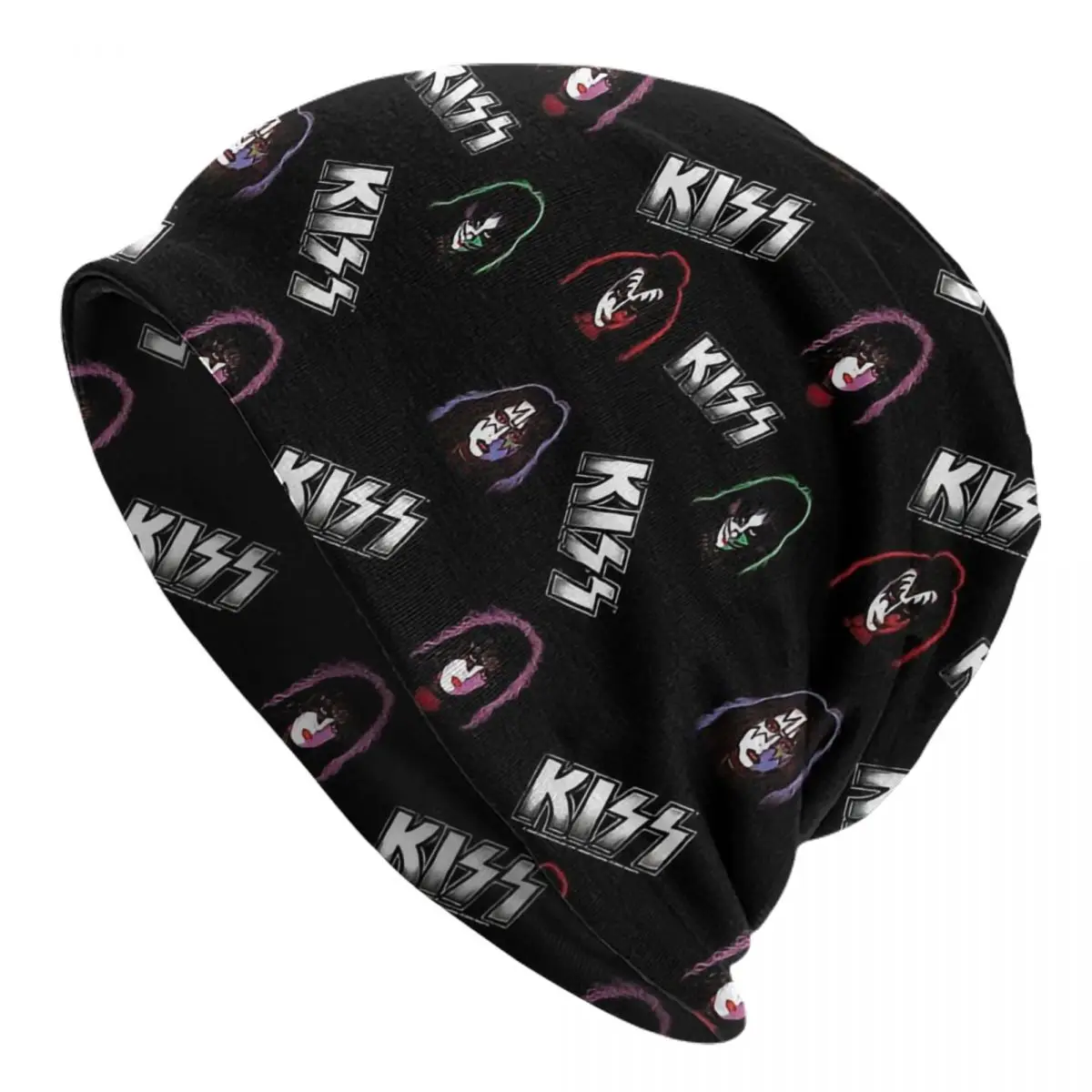 

KISS Faces & Logo Pattern Knitted hat for men and women The Demon Kiss Band Gift Unisex winter warm brimless urinal hat