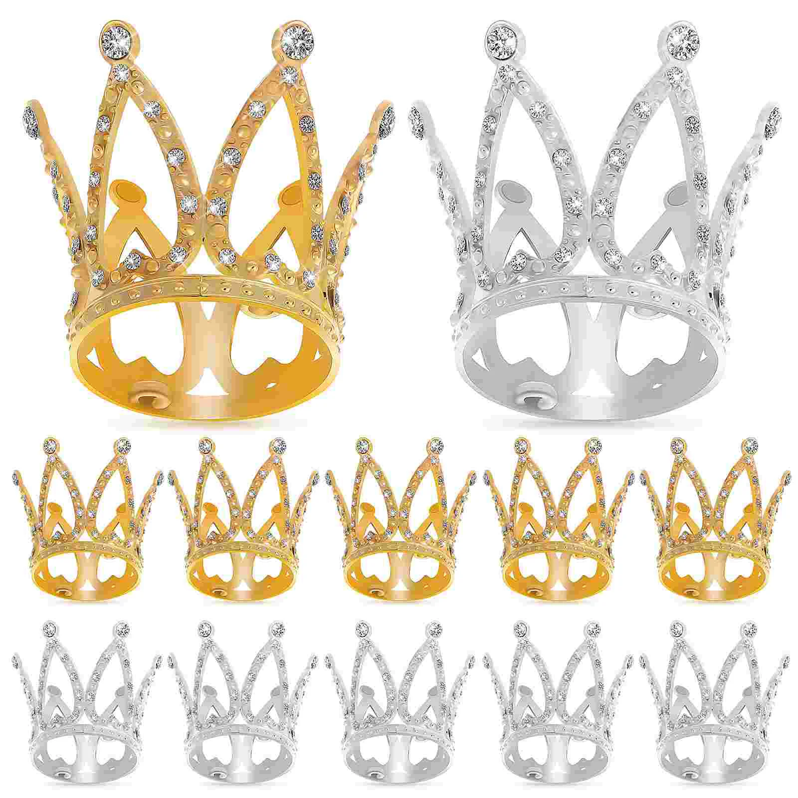 

12 Pcs Crowns Rhinestones Decorative Glitter Mini Crowns Cake Decorations Parties Supplies