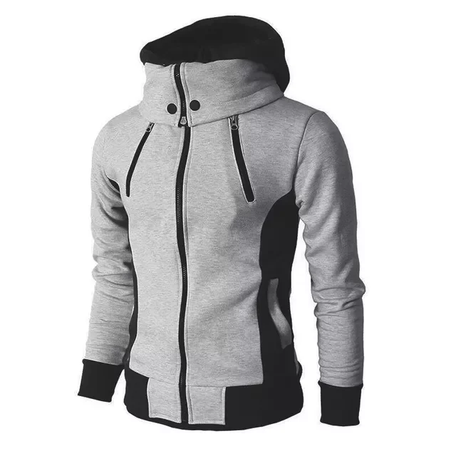 

2022New Spring Men's Sweatshirts Hooded Casual Zipper Hoodies Male Fashion Slim Solid Jackes Patchwork Outerwear Brand Cloth