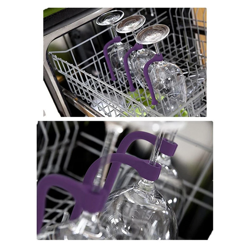 

4pcs/8pcs of Flexible Silicone Stemware Saver Wine Fixed Rack Dishwasher Rack Wine Glass Rack Bar Kitchen Tools