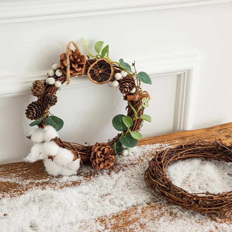 

Earth Poria Cocos Rattan Wreath Christmas Wreath DIY Rattan Wreath Garden Decoration Dry Flower Window Decoration