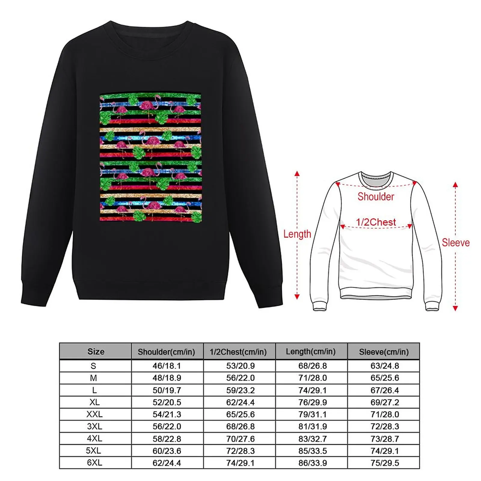 Colorful flamingo sequin Pullover Hoodie men's autumn clothes korean style oversize sweatshirts