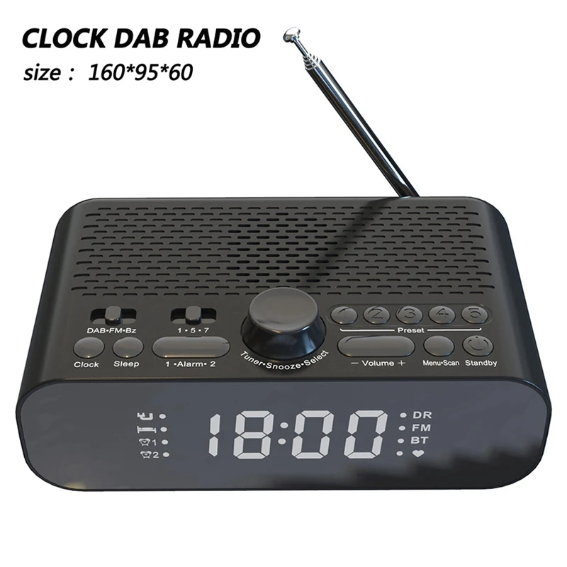 

DAB/FM Clock Radio With Bluetooth Streaming Play Portable LED Display Dual Alarm Clock Hi-Fi Speaker With Woofer Unit