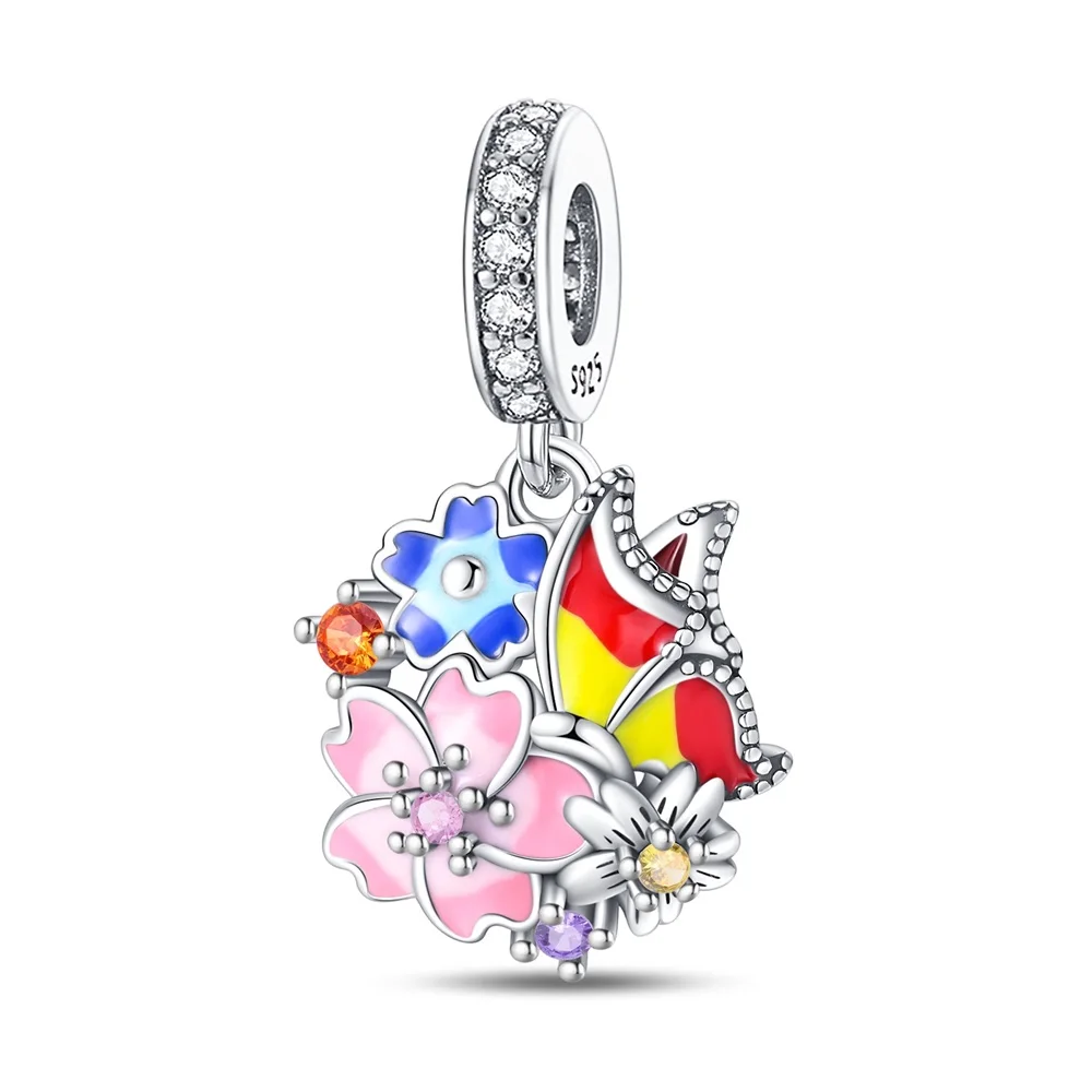 Романтический браслет из стерлингового серебра 925 пробы с подвеской