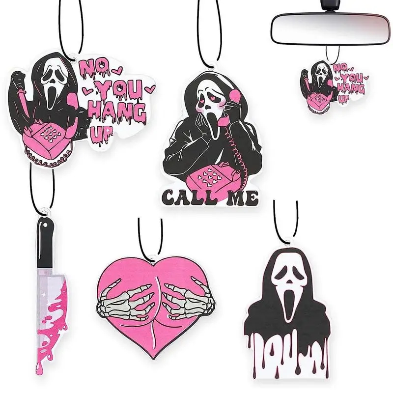 

Halloween Car Rear View Mirror Accessories Cute Pink Ghost Car Interior Accessories Set Hang Up Acrylic Car Ornaments Decor