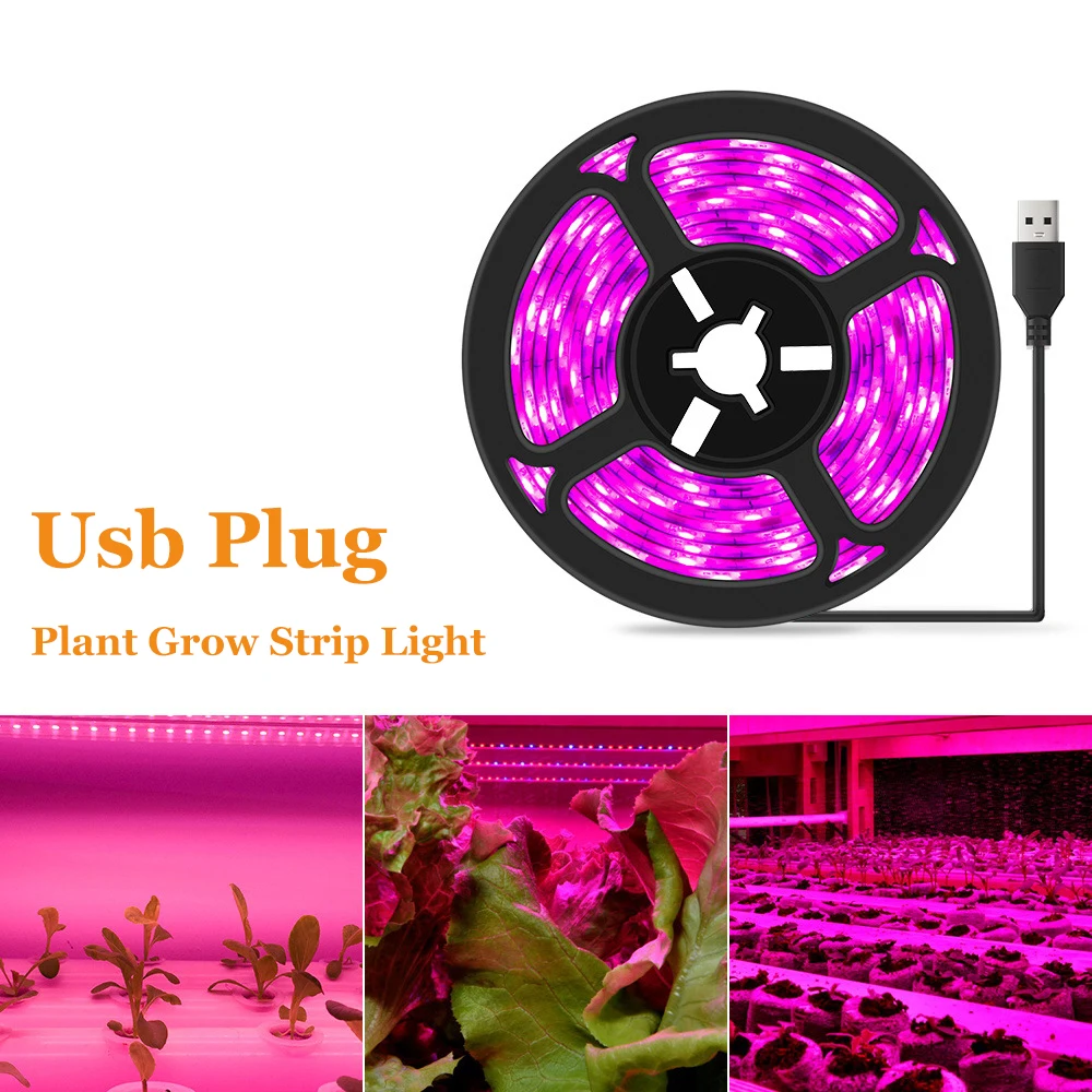 

LED Full Spectrum Phyto Lamp 0.5M 1M 2M 3M USB Waterproof Plant Grow Strip Light For Seed Growth Greenhouse Hydroponic Plants