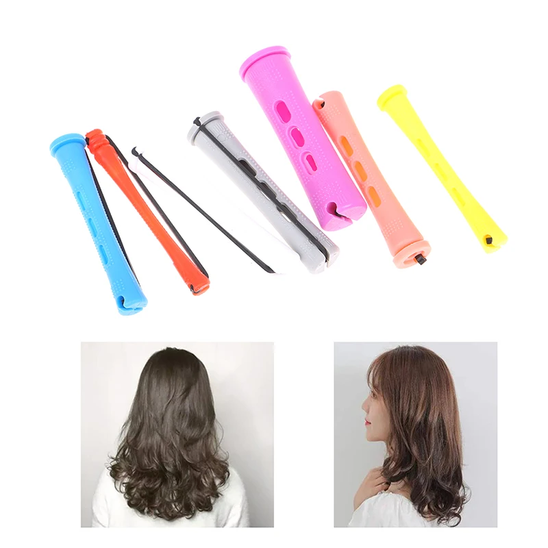 12 Pieces Hair Perm Rods Short Cold Wave Rods Plastic Perming Rods Hair Curling Rollers Curlers With Steel Pintail Comb
