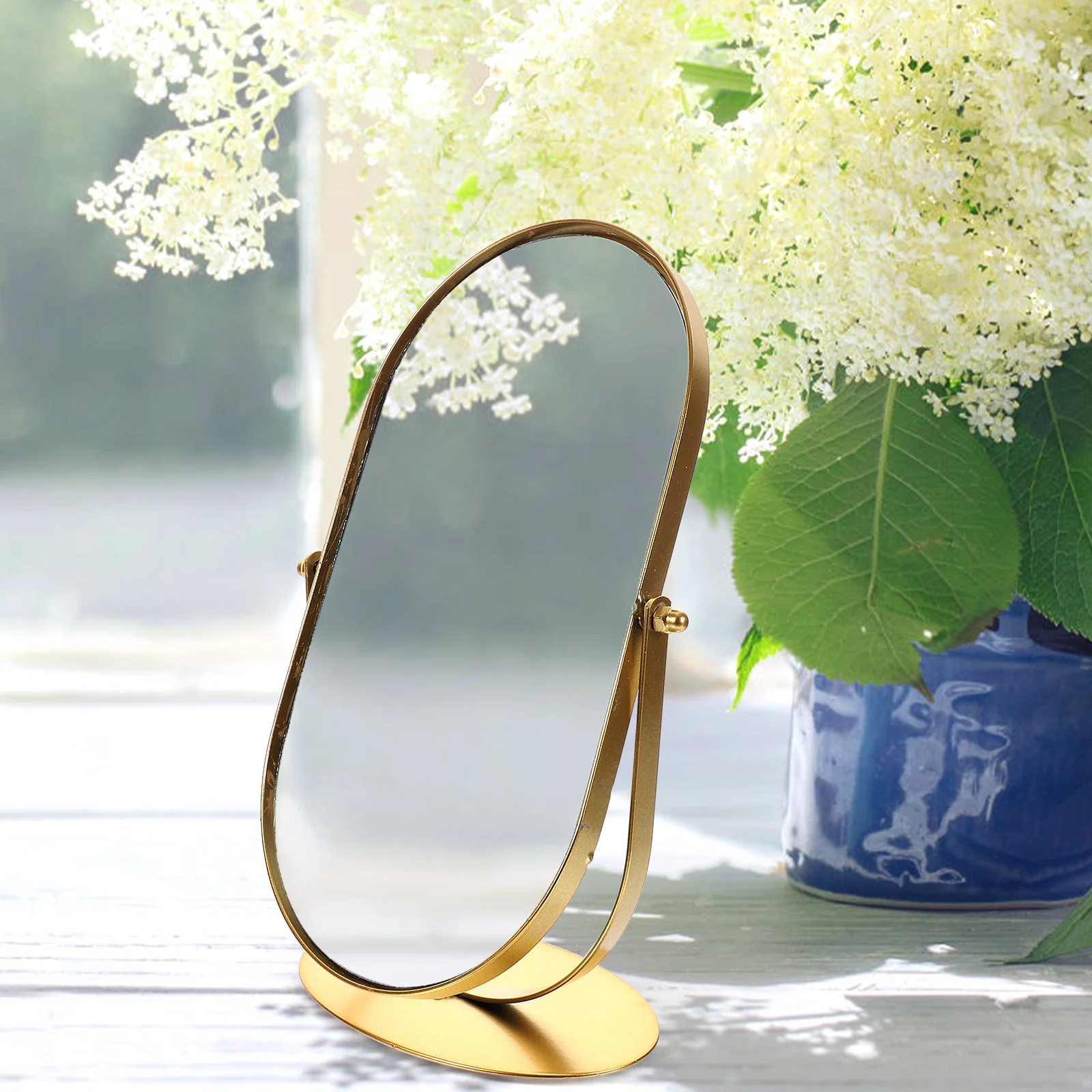 Зеркало односторонний металлический круглый туалетный столик в стиле ретро