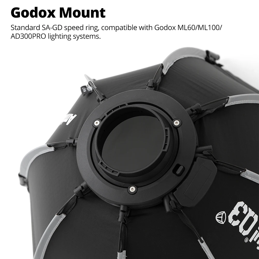 Фото Софтбокс GODOX SA-GD с креплением Q3 80 см, матовый, для вспышек GODOX ML100 BI, ML60, AD300Pro и LED-фонарей №3