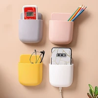 wall mounted storage box mobile phone plug holder stand rack remote control storage organizer case for air conditioner tv