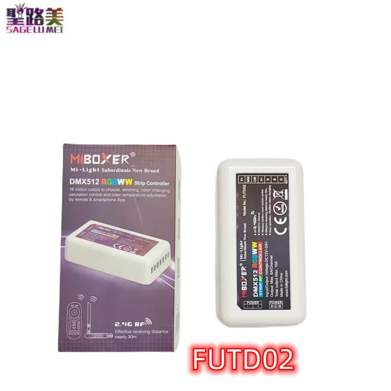 Беспроводной цифровой передатчик MiBoxer FUTD01 DMX 512 модель FUTD02 DMX512 RGB + CCT контроллер