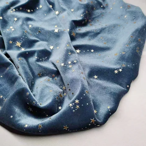 Бархатная ткань шелковистая с золотой звездой для платья, брюки, роскошный мягкий эластичный домашний текстиль