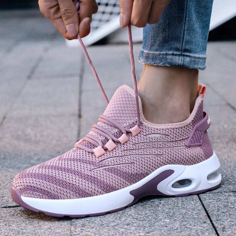 CHNMR 2023 New Summer Women Work Non Slip Safety Shoes Light Breathable Sneaker Platform Female Sports Shoes Lace Sneakers