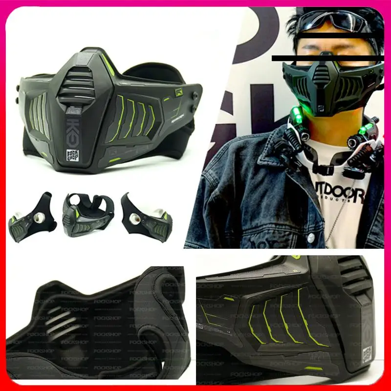 

FOCKSHOP LED Mask Night City Party Samurai Cosplay SCI-FI Trickster Helmet Halloween Festival Gifts For Teenagers Adults