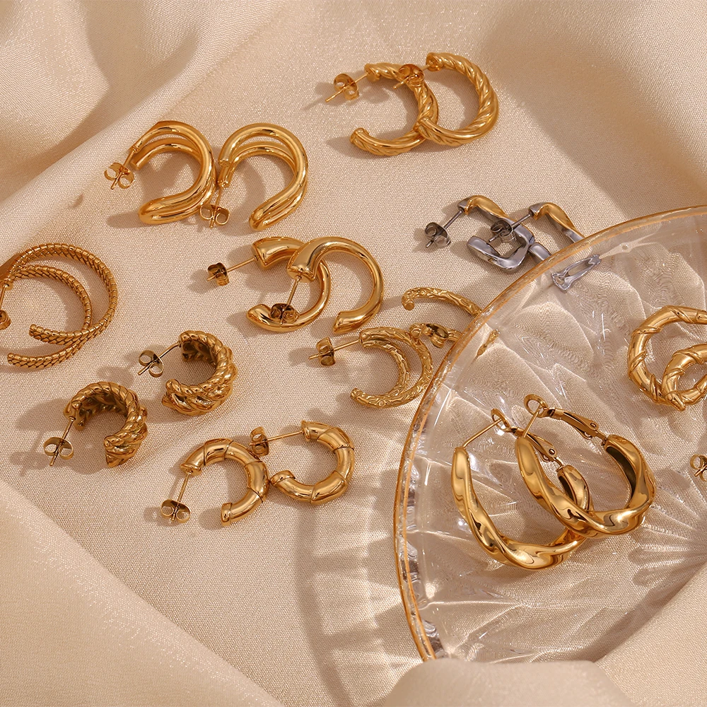 Распродажа Классические витые Разноцветные серьги из нержавеющей стали для