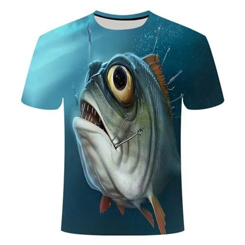 

2023 New Fishing T-shirt Style Casual Digital Fish 3D Printing T-shirt Men's and Women's Summer Short Sleeve Round Neck Top And