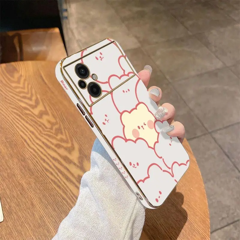 Stacking Bear Luxury Plating Phone Case For Xiaomi Poco M5 M4 Pro F4  X4 GT F4 GT X4F3 X3 M3 X3 NFC X2 X3 Pro C40 Cover