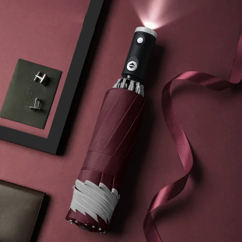 Автоматический зонт со светоотражающей полосой задний свет складной