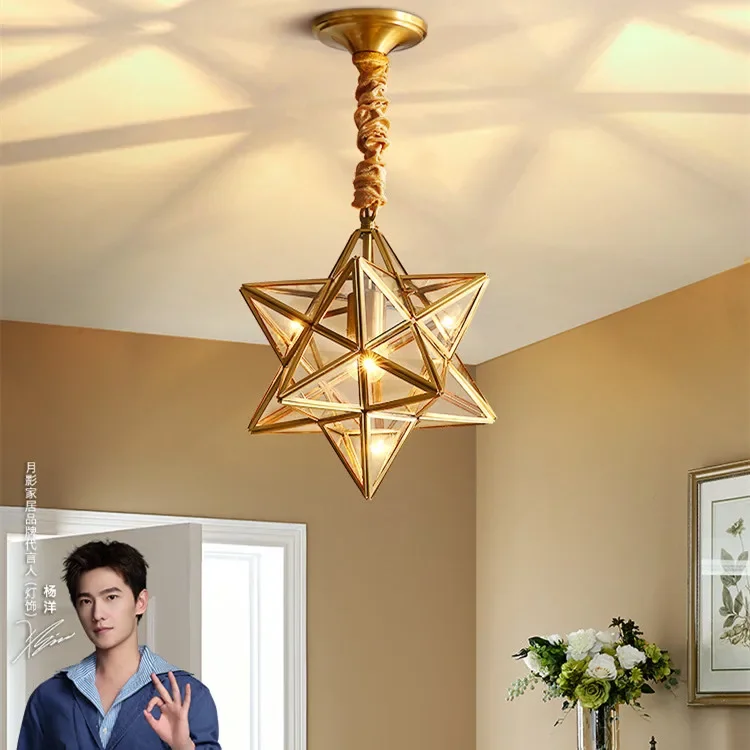 Маленькая люстра американский звездный свет роскошная веранда коридор красный