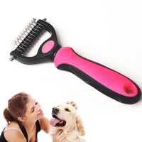 hair removal comb for dogs cat detangler fur trimming dematting deshedding brush grooming tool onedouble side comb