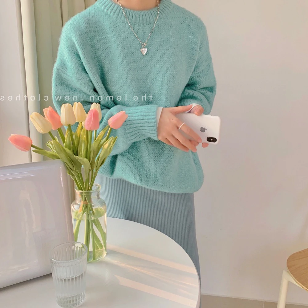 Fall 2021 Winter Womens Sweaters Women Clothing Knitted Loose Sweater Knitting Wool Oversize Pullover Woman Sweaters Girls Thick