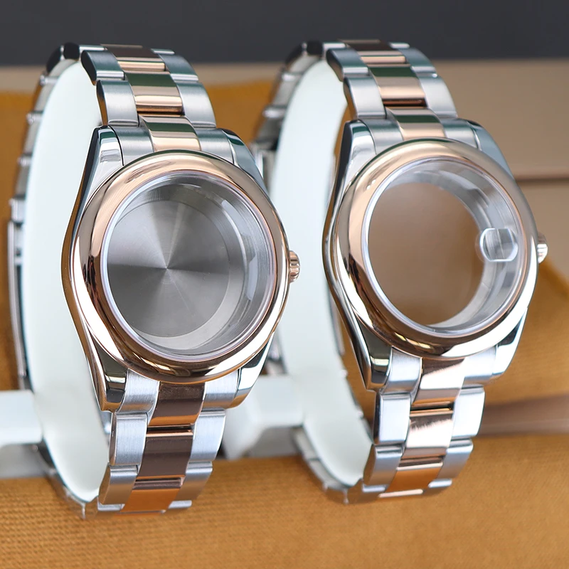 Rose Gold And Silvery 36mm 40mm Watch Cases Strap For oyster day date nh34 nh35 nh36 Miyota 8215 Movement 28.5mm Dial Waterproof