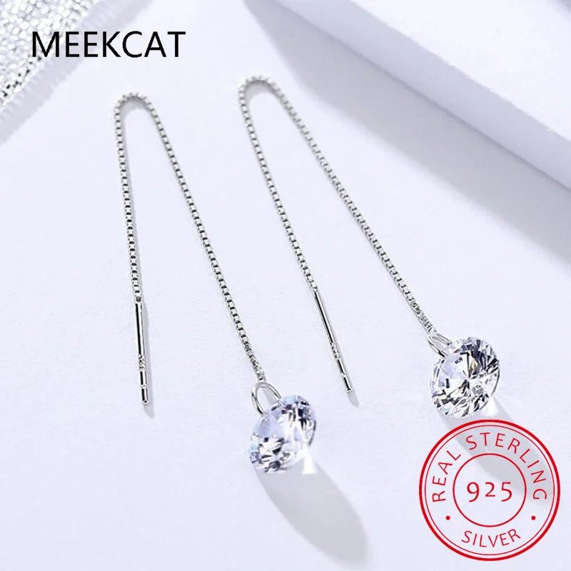 Серьги с муассанитом 1 карат стерлинговое серебро S925 покрытые белым золотом