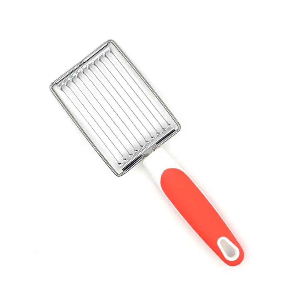 

Stainless Steel Tomato Slicer Fruits Cutter Luncheon Meat Slicer with Handle Cheese Boiled Egg Ham Tomato Serrated Slicing Tool