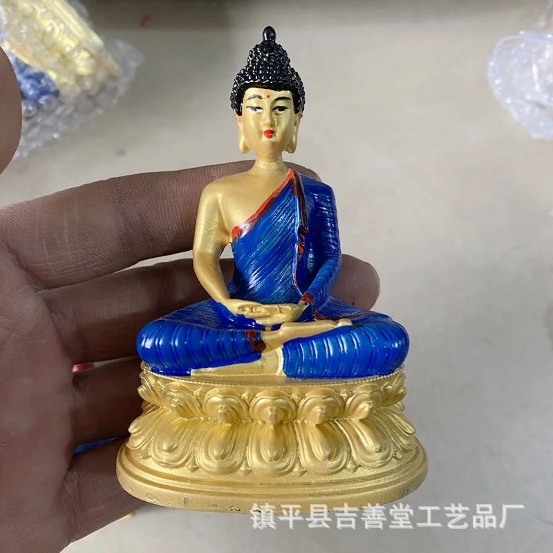 Статуя Будды из сплава окрашенная в тибетском стиле Маншу Сакьямуни украшение