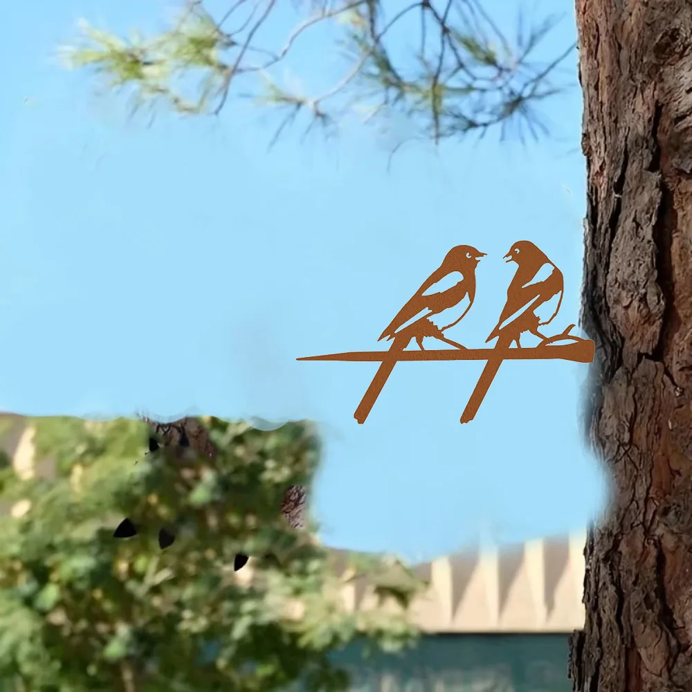 Элегантное очаровательное металлическое украшение на стену с птичьей веткой –