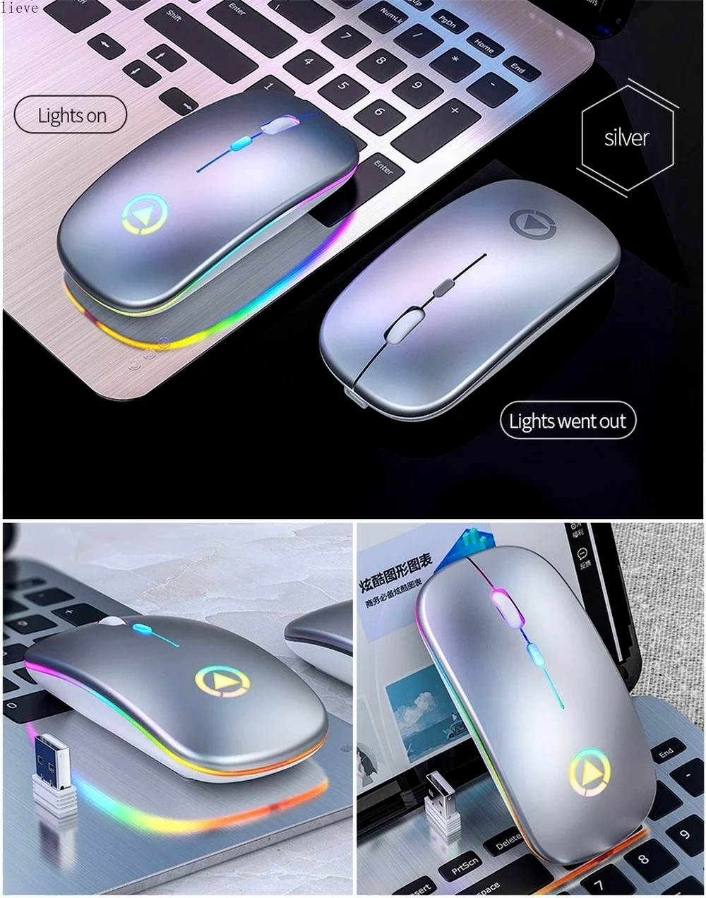 

Rechargeable wireless mouse ,ergonomic colors mouse with backlight For Laptop PC mouse wirelesss bluetooth for laptop mac