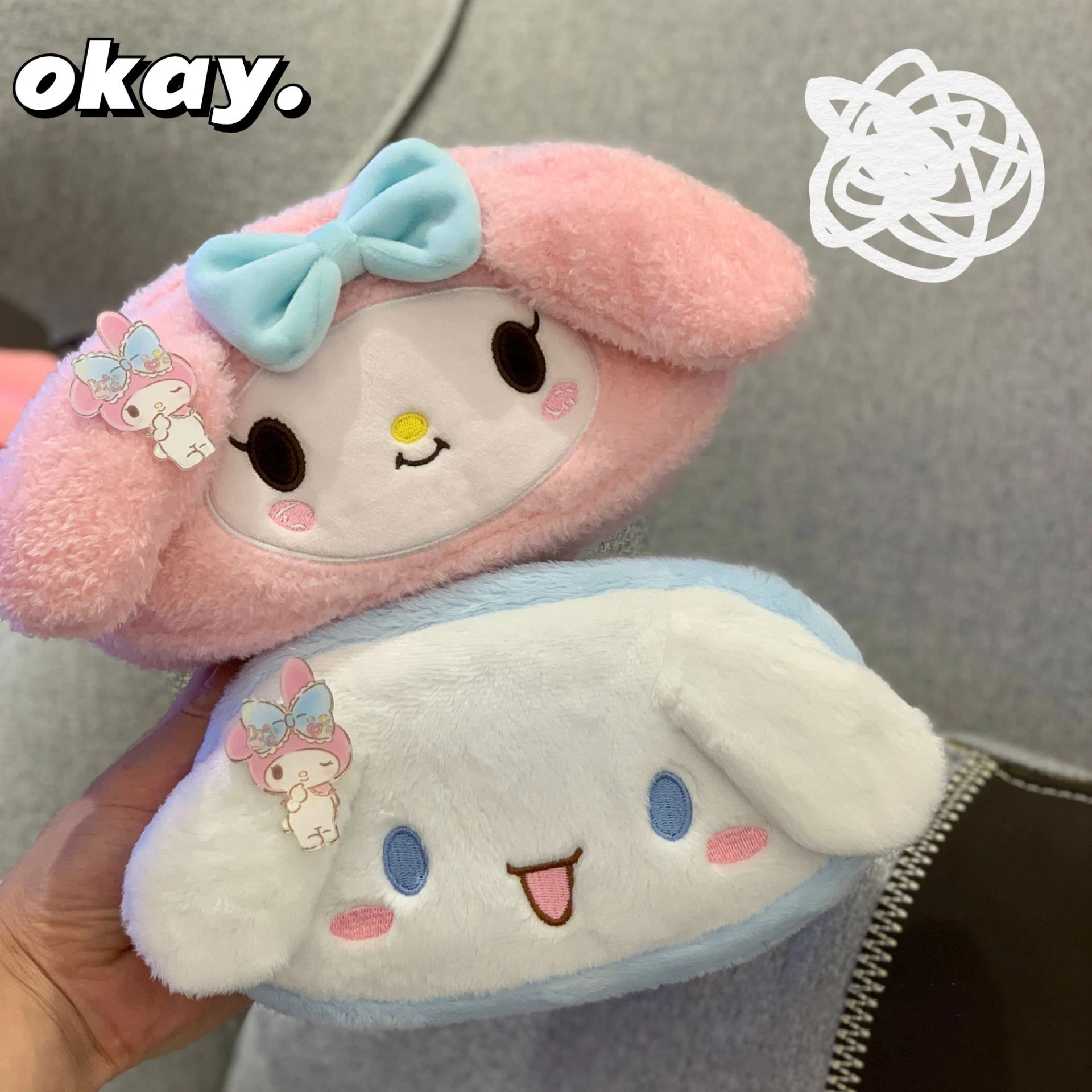 

Kawaii Star Kirby Plush Toy Kuromi Melody Anime Cinnamoroll Purin Dog Large Capacity Stationery Box Cosmetic Bag Kids Toys