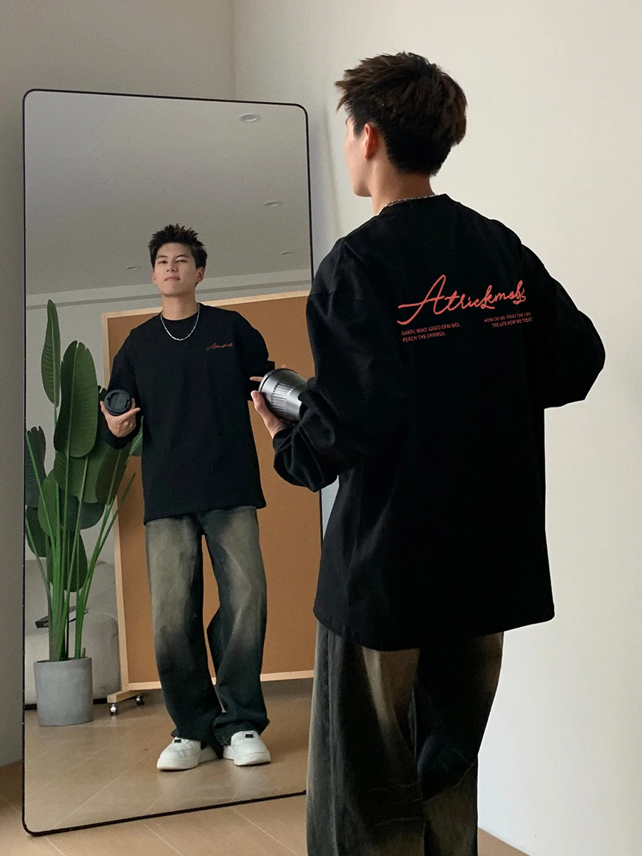 Черная рубашка с длинными рукавами мужская осенне-зимняя новая американская