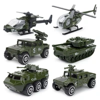 6pcs 187 alloy plastic car clockwork simulation military armed tank armored vehicle car truck childrens toy model helicopter