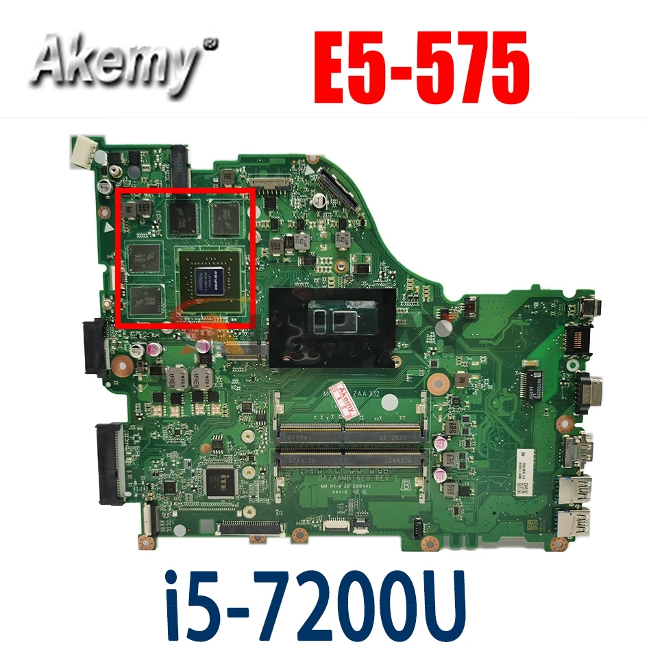 

Akemy Laptop Mainboard For ACER Aspire E5-575 i5-7200U Motherboard DAZAAMB16E0 SR2ZU N16P-GT-A2 DDR4