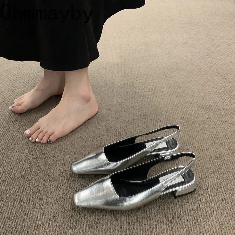 

Женские босоножки с острым носком, модные уличные туфли на низком каблуке, Классические сандалии с ремешком на пятке для женщин, лето