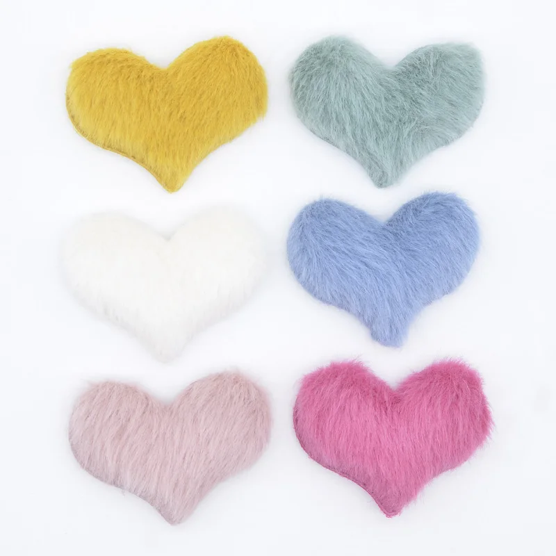 Оптовая продажа 60 шт. мягкие плюшевые норковые волосы аппликация в форме сердца