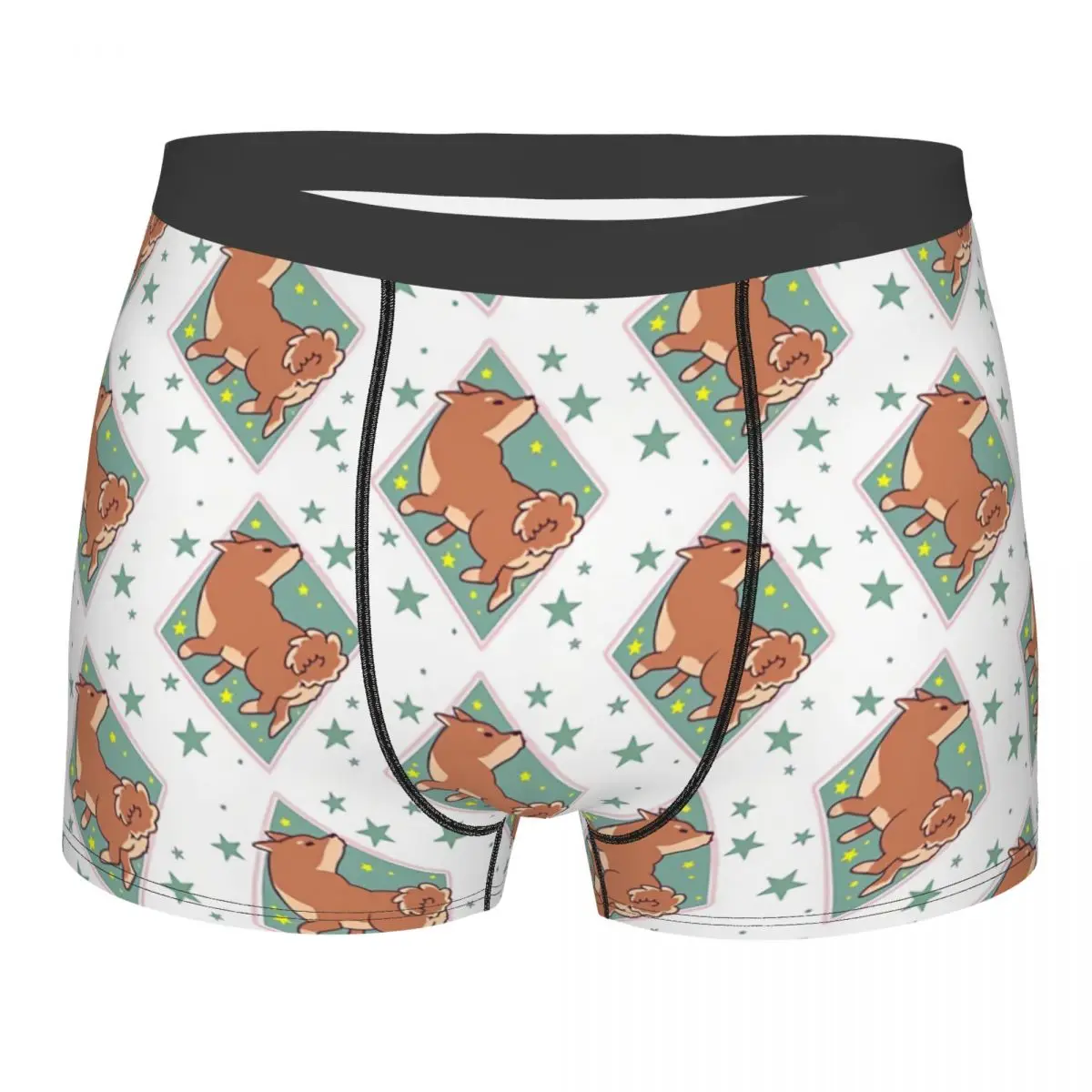 

Green Star Shiba Inu Underpants Breathbale Panties Male Underwear Print Shorts Boxer Briefs