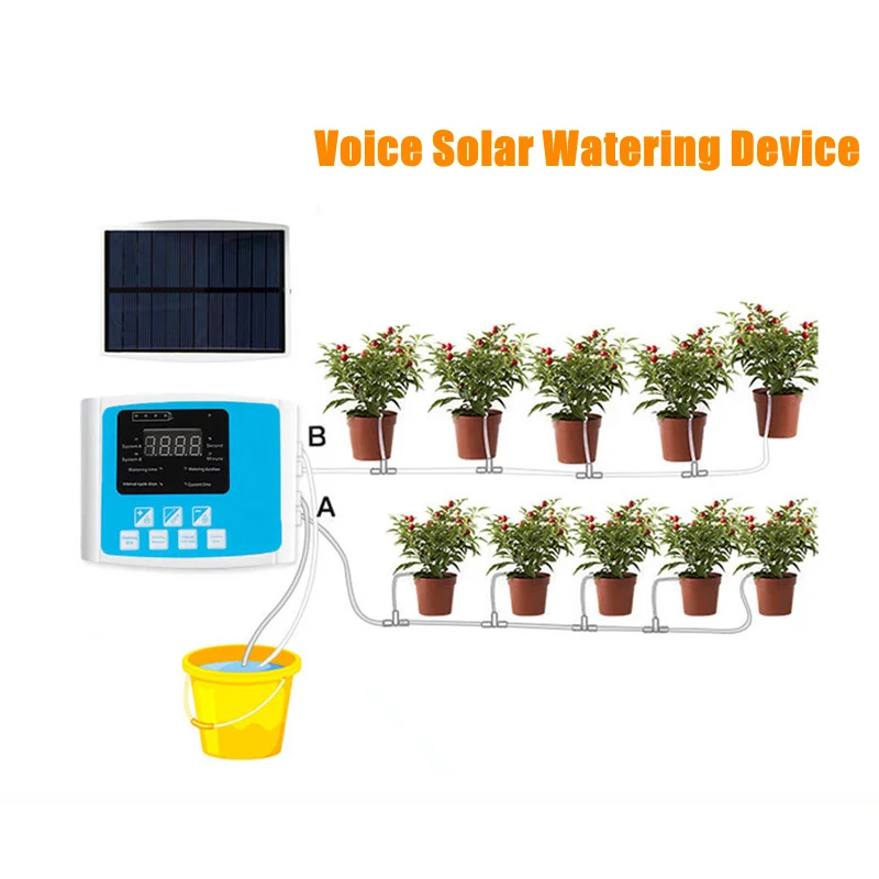 1/2 Pump Intelligent Solar Watering System Plant Automatic Drip Irrigation Kit Timer Setting for Home Potted Flower Garden Plant