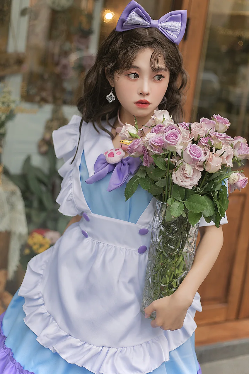 

Kawaii Cat Claw Lolita Maid Dress Apron W Big Bow Women Cosplay Costume Anime Game Carnival Clothes