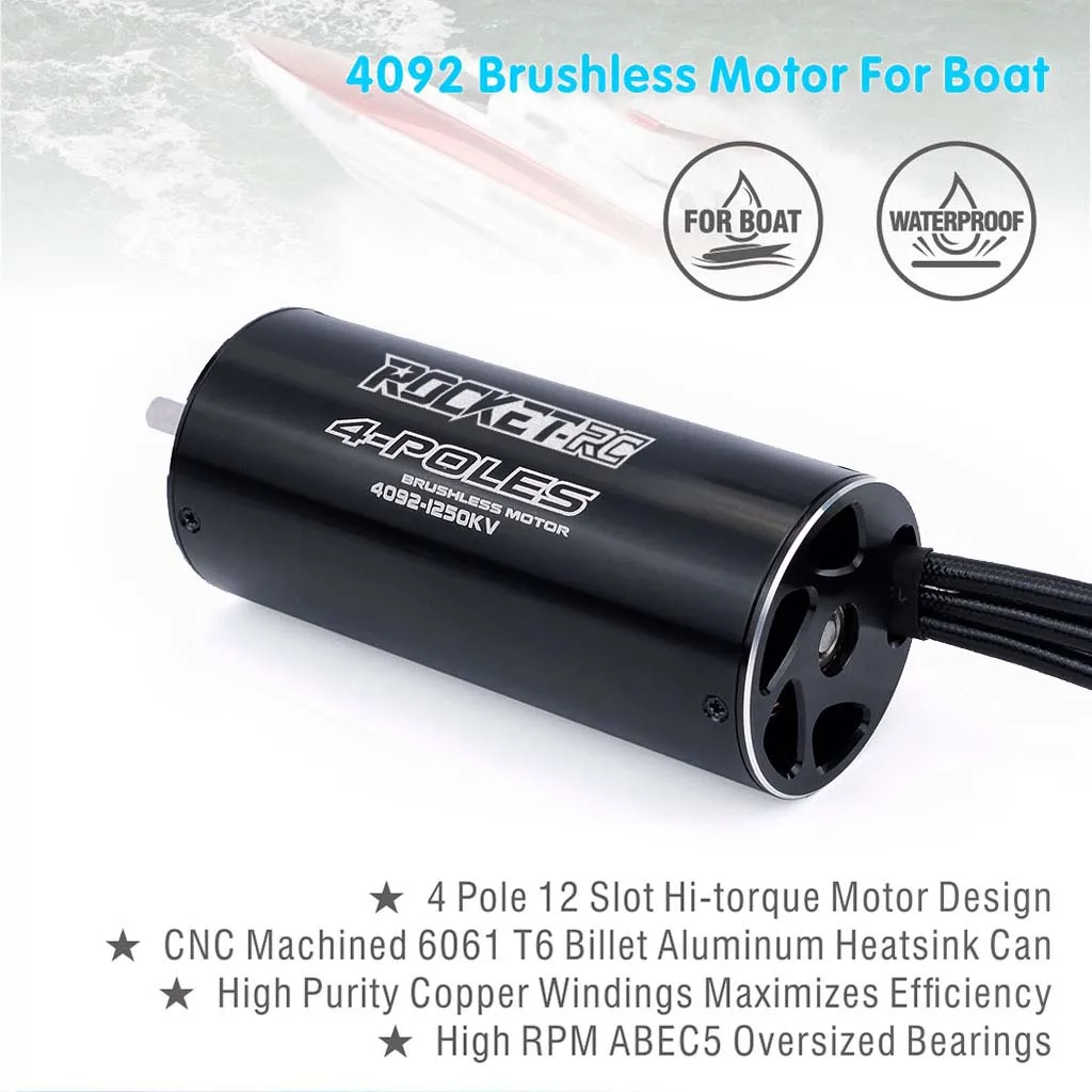 Фото Rocket-RC 4092 1250 кВ 1520 кВ водонепроницаемый бессенсорный бесщеточный двигатель 40-л куртка водяного охлаждения для 1000 мм (или выше) RC части лодки №3
