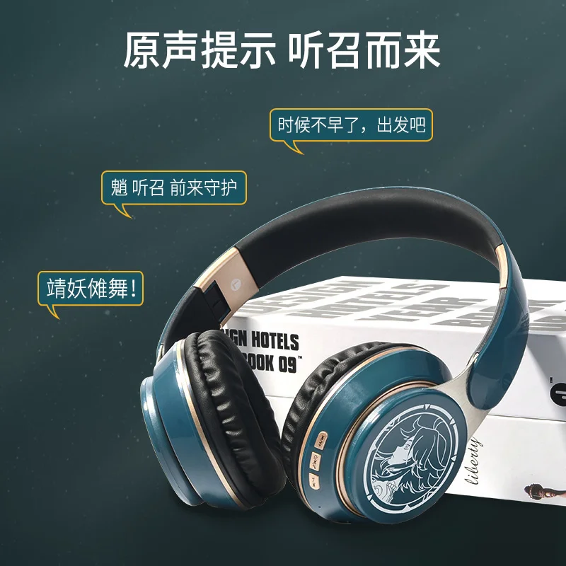 Наушники Genshin Impact Xiao Cosplay Prop Беспроводная Bluetooth-гарнитура 2 в 1 Игровые наушники с