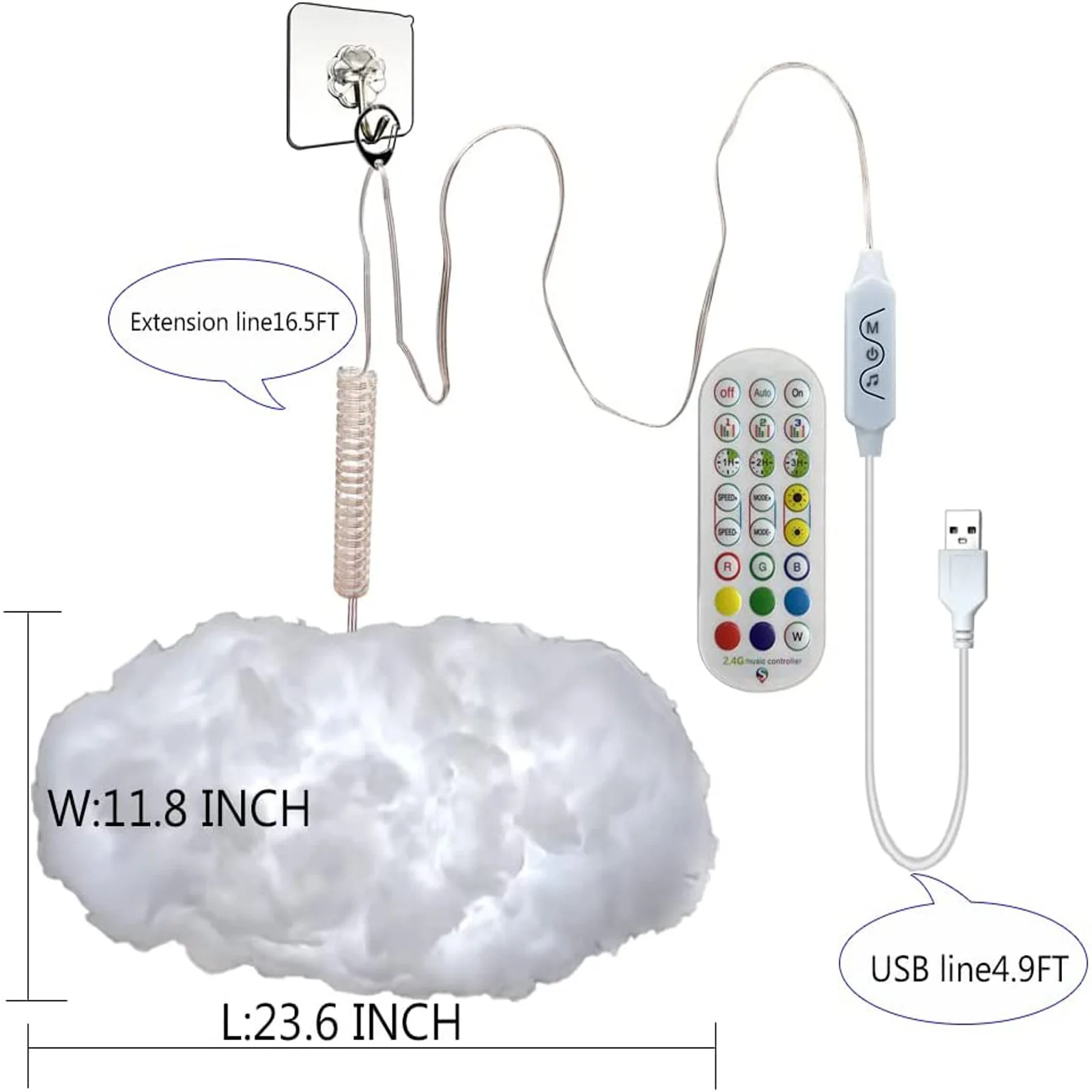 Фото Светодиодная лента LED Cotton Clouds с синхронизацией музыки, RGBIC, управление через смарт-приложение, умный пульт ДУ, атмосферная потолочная лампа для декора игровой комнаты №3